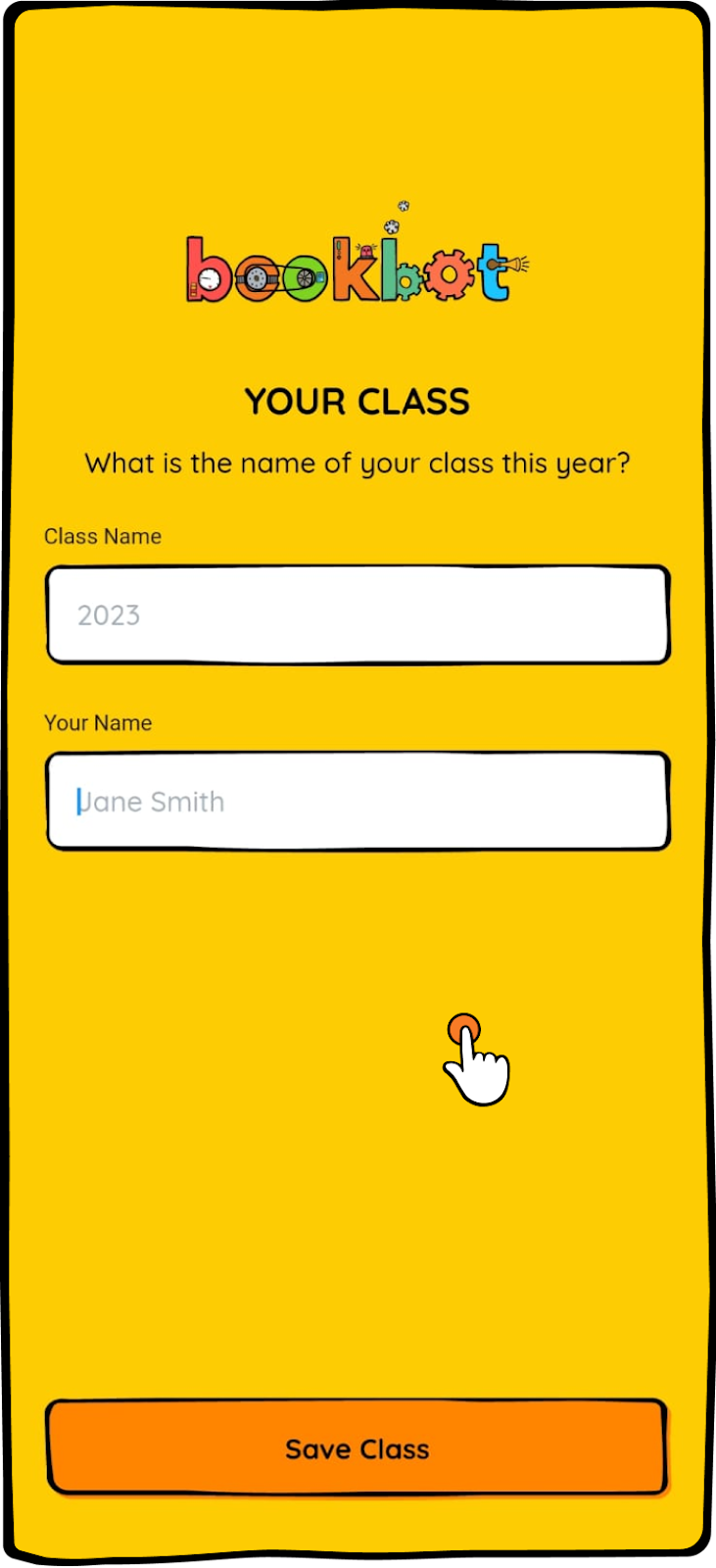 Enter the class name and teacher's name