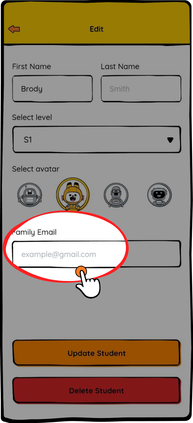 Input the student's or parent's email