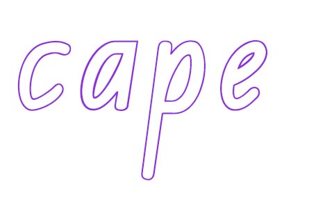the word 'cape' in  large, outline font